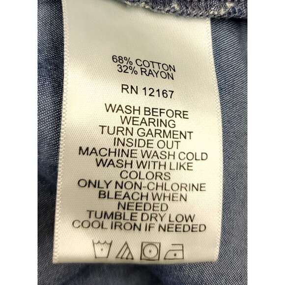 Laurie Felt XS Denim Shirt Dress Snap-button Closure Belted Pockets - Picture 7 of 11